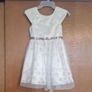 Elegant White and Gold Kids Dress